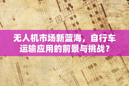 无人机市场新蓝海，自行车运输应用的前景与挑战？